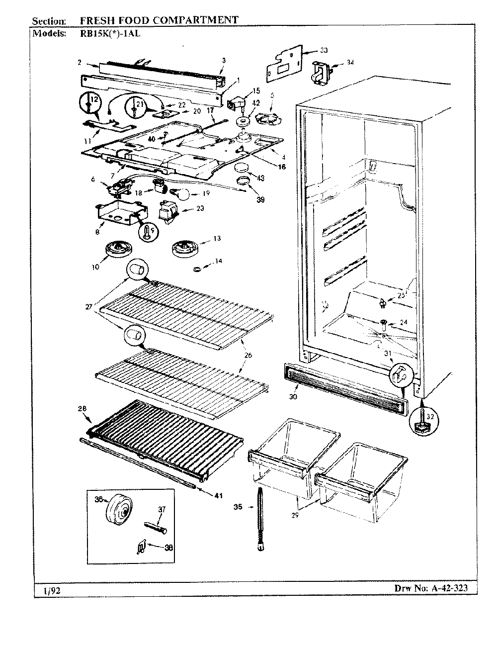 03 - Fresh Food Compartment Diagram and Parts List for RB15KA-1AL  Whirlpool Refrigerator