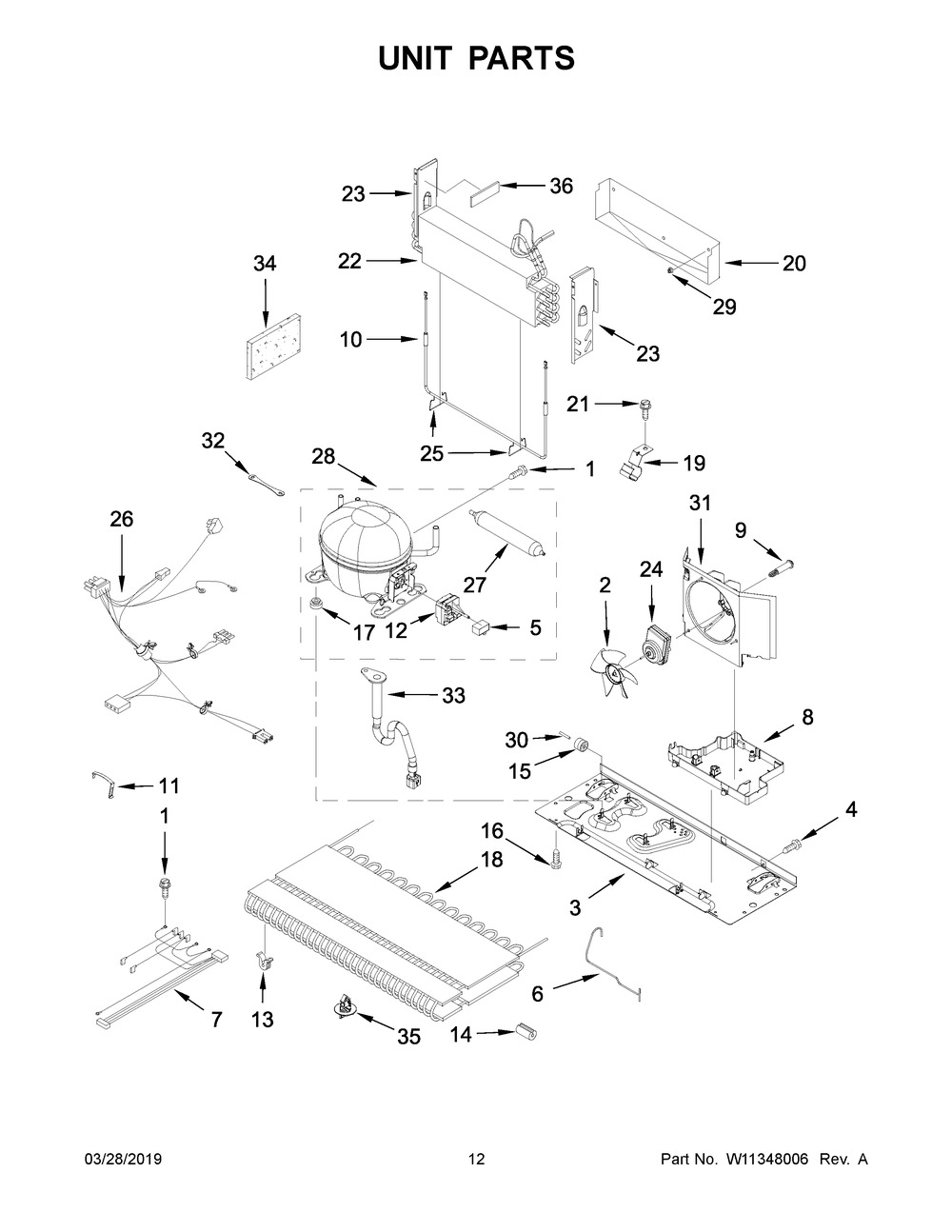 Unit Parts Diagram and Parts List for KRFC302EBS02  Whirlpool Refrigerator