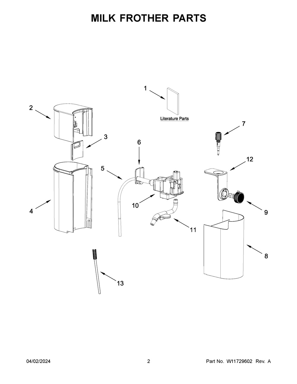 Milk Frother Parts Diagram and Parts List for KESMK5OB0  KitchenAid Coffee Maker