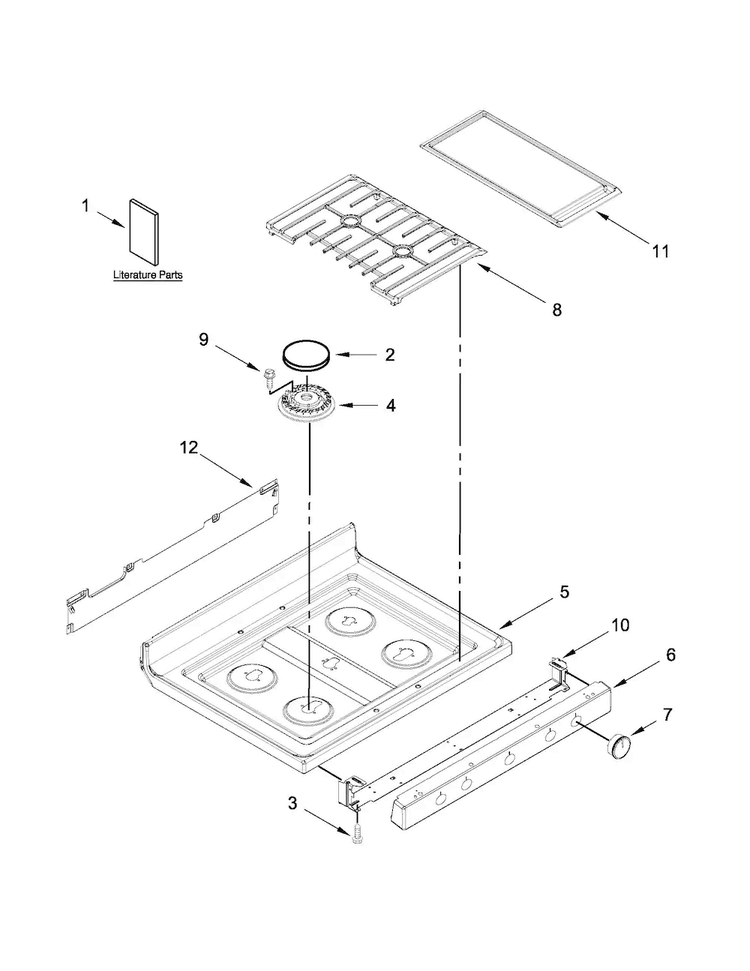Cooktop Parts Diagram and Parts List for WFG710H0AE1  Whirlpool Range