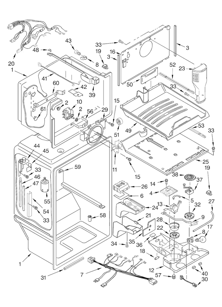 Liner Diagram and Parts List for KTRA22ELBT01  KitchenAid Refrigerator