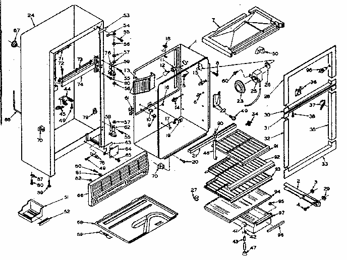 Cabinet Parts Diagram and Parts List for 106W14BIML  Kenmore Refrigerator