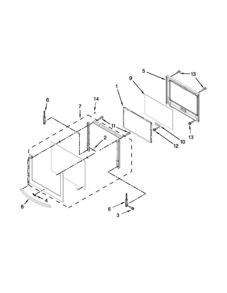 Oven Door Parts Diagram and Parts List for WOC54EC0AS01  Whirlpool Microwave