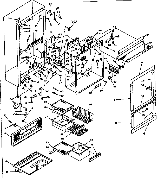 Cabinet Parts Diagram and Parts List for 106T16G2  Kenmore Refrigerator