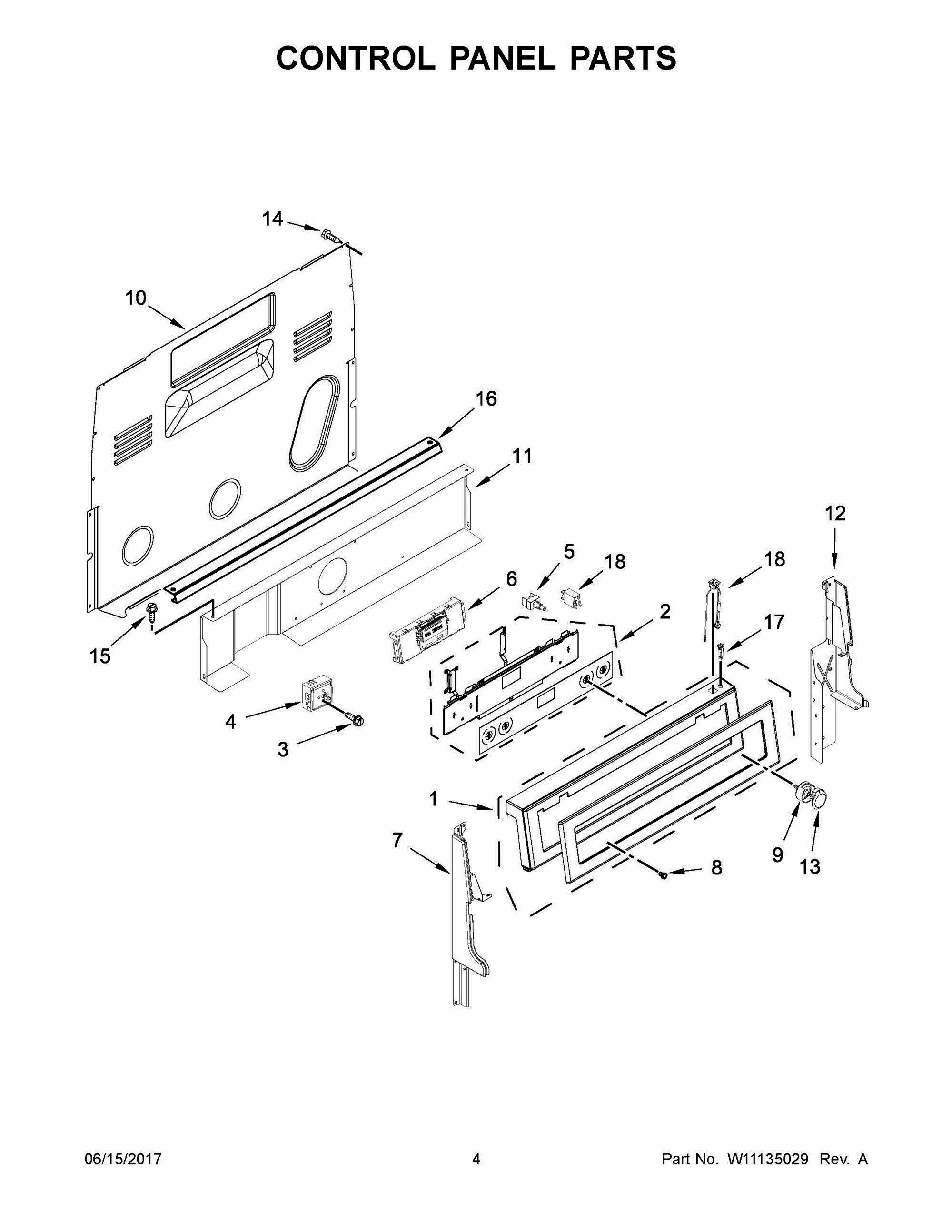 03 - CONTROL PANEL PARTS Diagram and Parts List for YKFEG500EBS2  Whirlpool Range