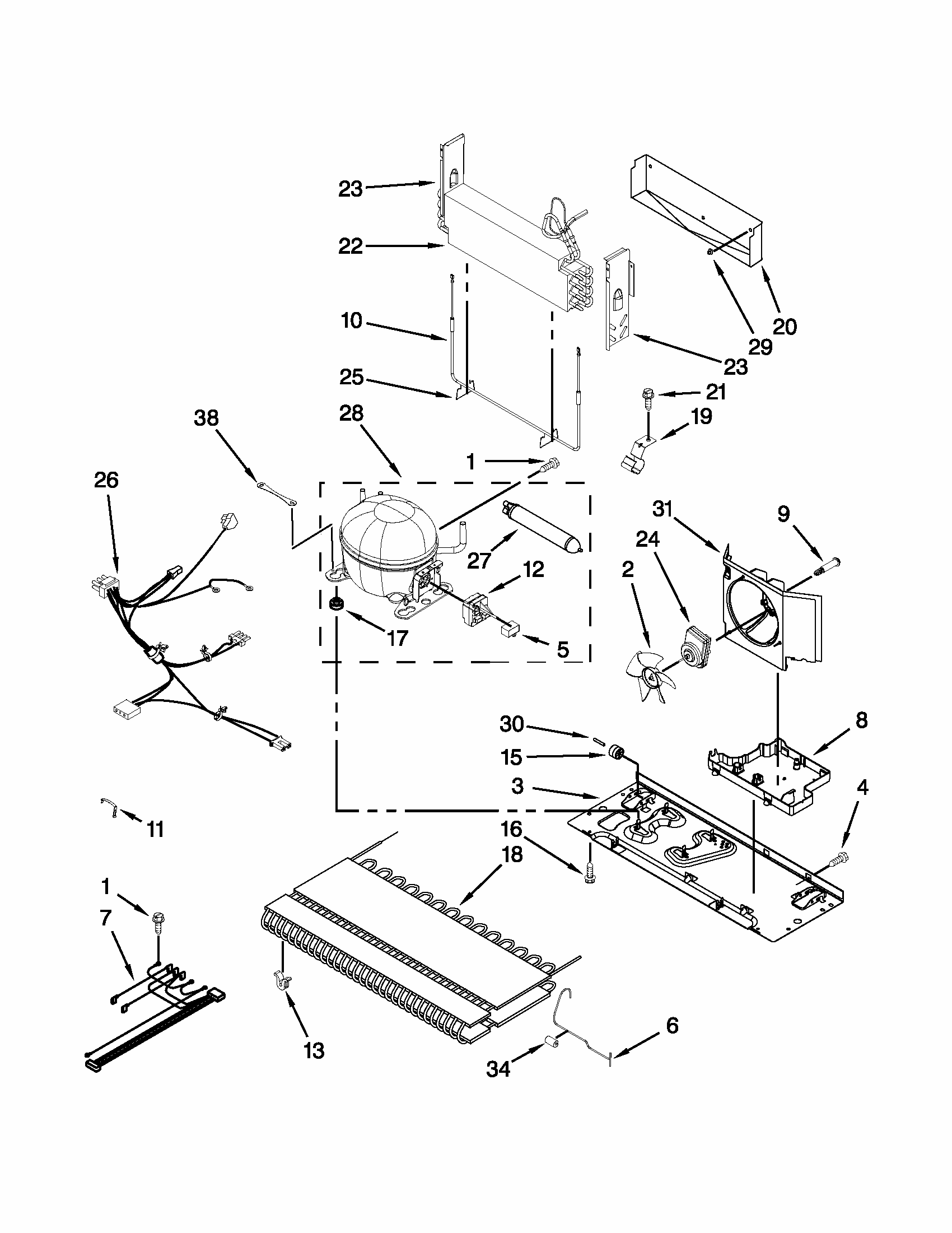 Unit Parts Diagram and Parts List for 59669382010  Kenmore Refrigerator