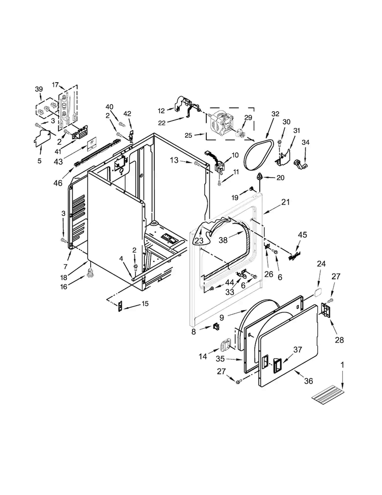 Cabinet Parts Diagram and Parts List for WED7000DW0  Whirlpool Dryer