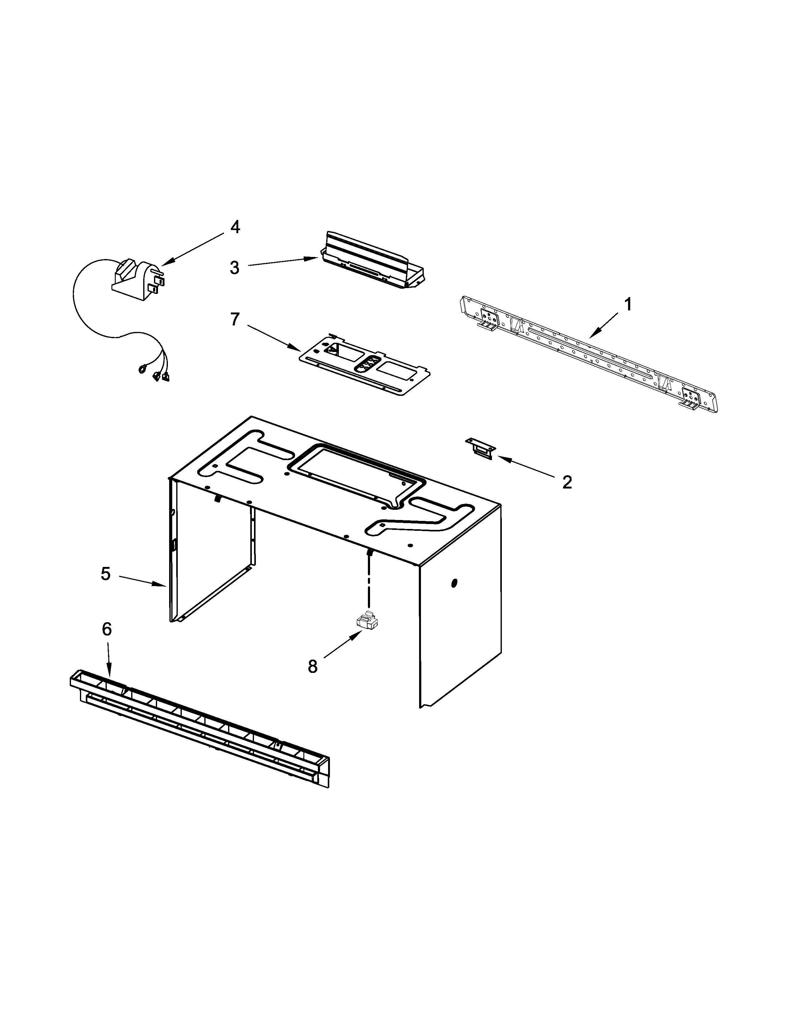 Cabinet And Installation Parts Diagram and Parts List for IMH15XVQ6  Whirlpool Microwave