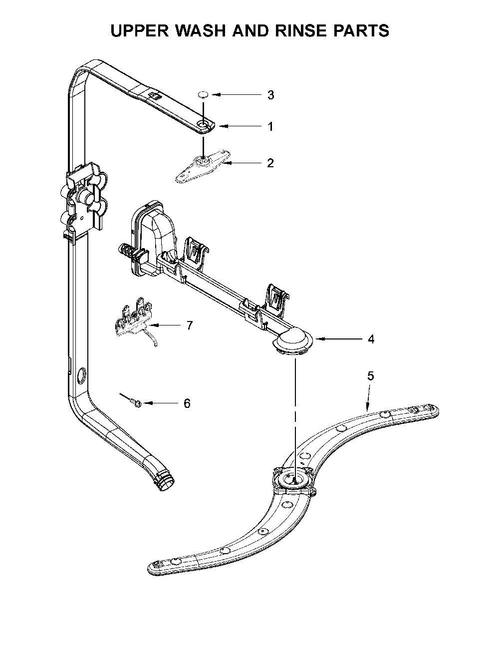 Upper wash and rinse parts Diagram and Parts List for 66513209N413  Kenmore Dishwasher