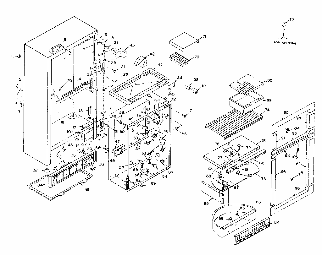 Refrigerator Cabinet Parts Diagram and Parts List for 106R12DL1  Kenmore Refrigerator