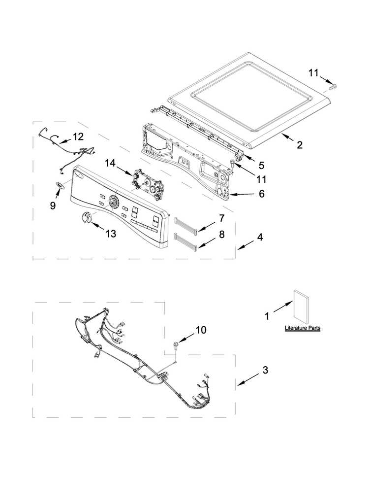Top And Console Parts Diagram and Parts List for WGD98HEBU0  Whirlpool Dryer