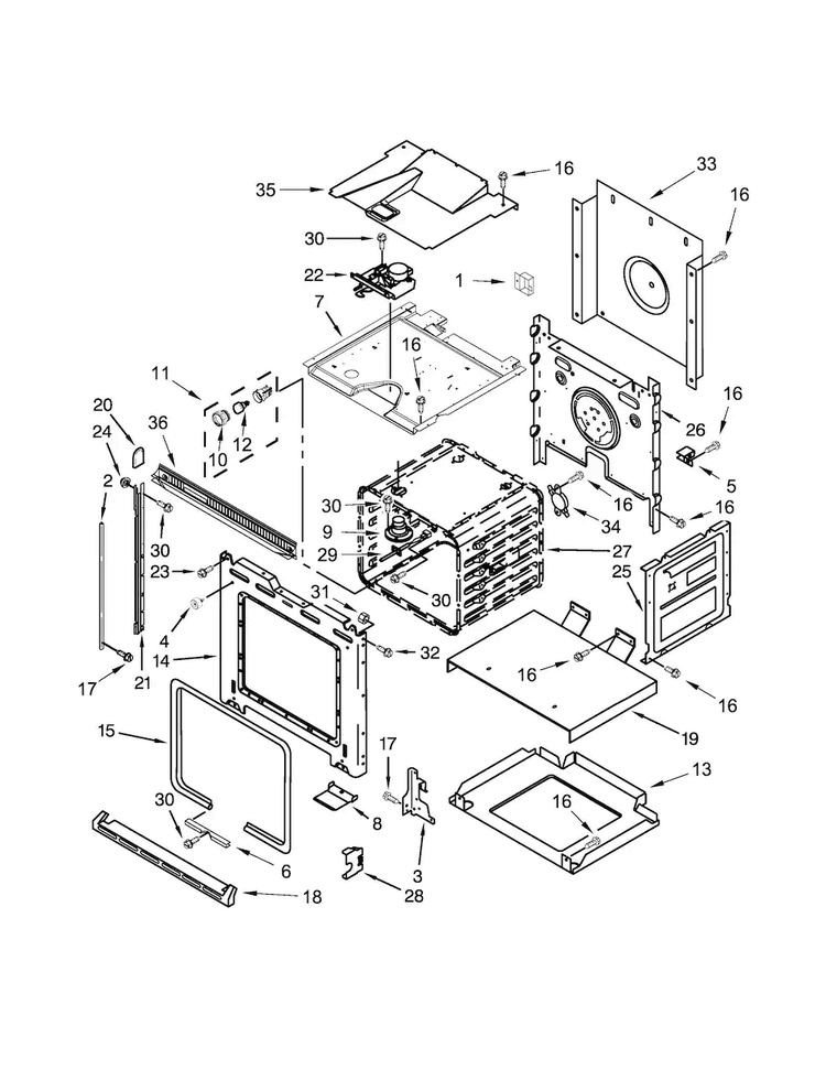 Oven Parts Diagram and Parts List for WOD51ES4EB00  Whirlpool Wall Oven