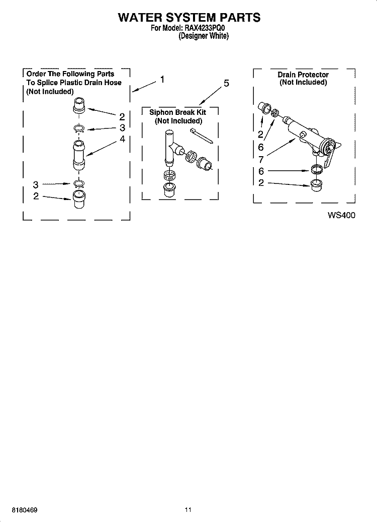 WATER SYSTEM PARTS Diagram and Parts List for RAX4233PQ0  Roper Washer