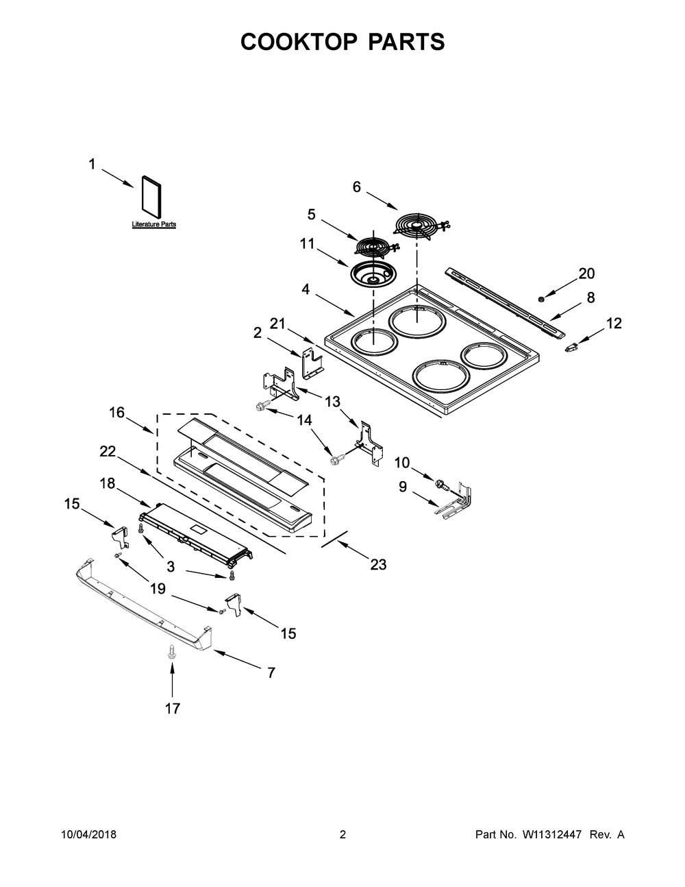 Cooktop Parts Diagram and Parts List for WEC310S0FS3  Whirlpool Range