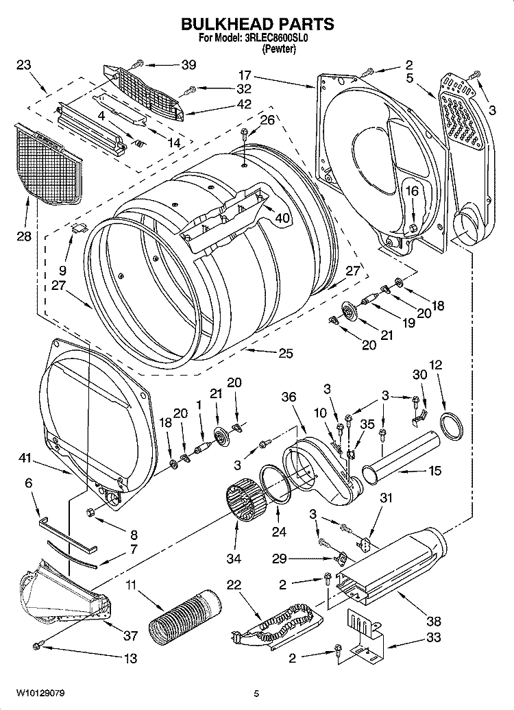 BULKHEAD PARTS, OPTIONAL PARTS (NOT INCLUDED) Diagram and Parts List for 3RLEC8600SL0  Whirlpool Dryer