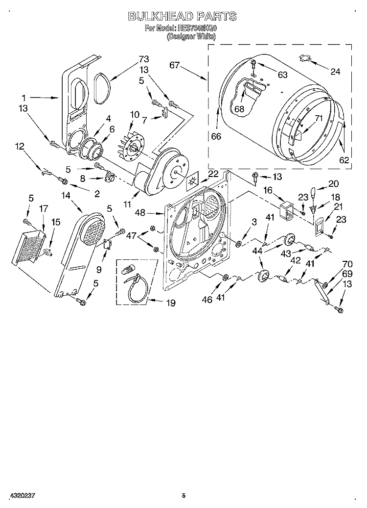 SECTION Diagram and Parts List for RES7648KQ0  Roper Dryer