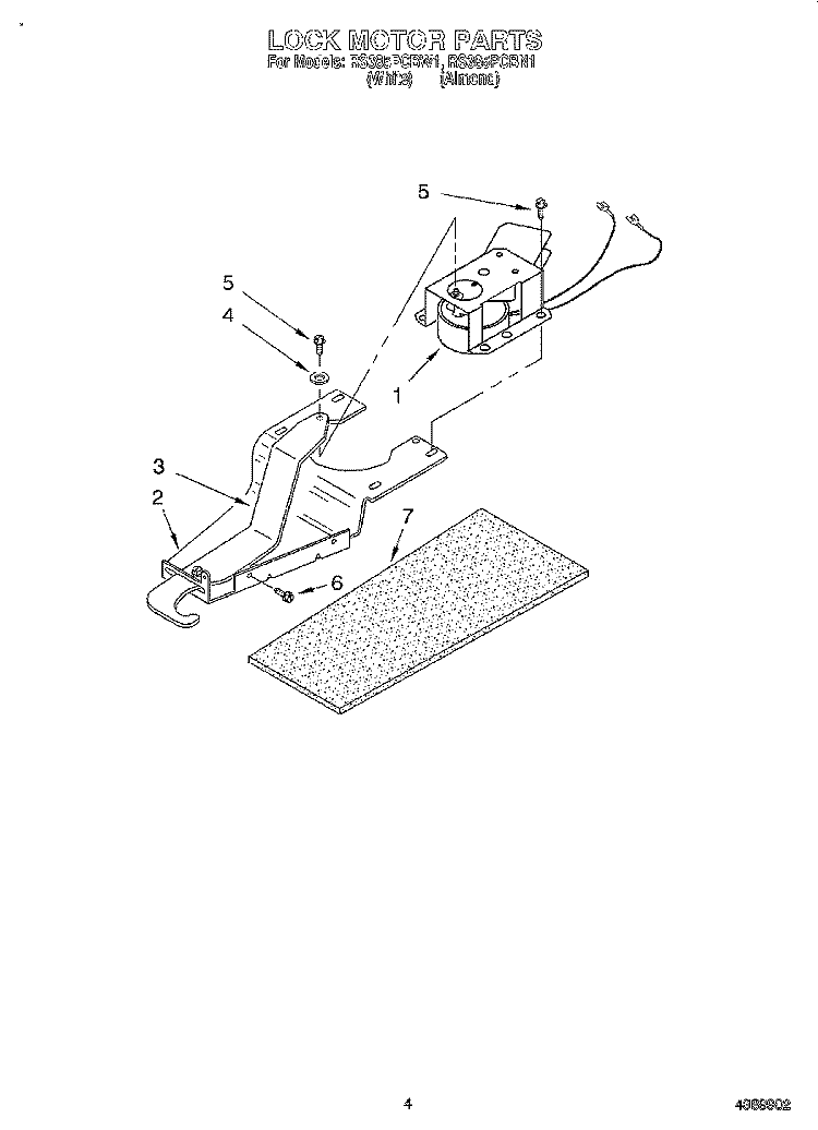 LOCK MOTOR Diagram and Parts List for RS385PCBW1  Whirlpool Range