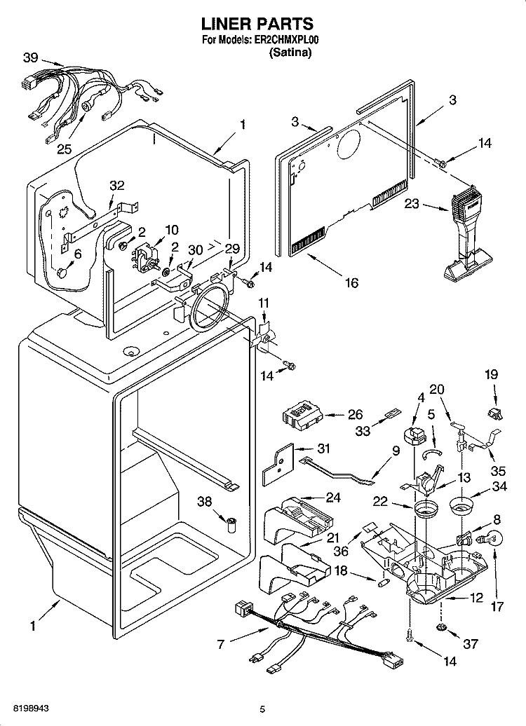 LINER PARTS Diagram and Parts List for ER2CHMXPL00  Whirlpool Refrigerator