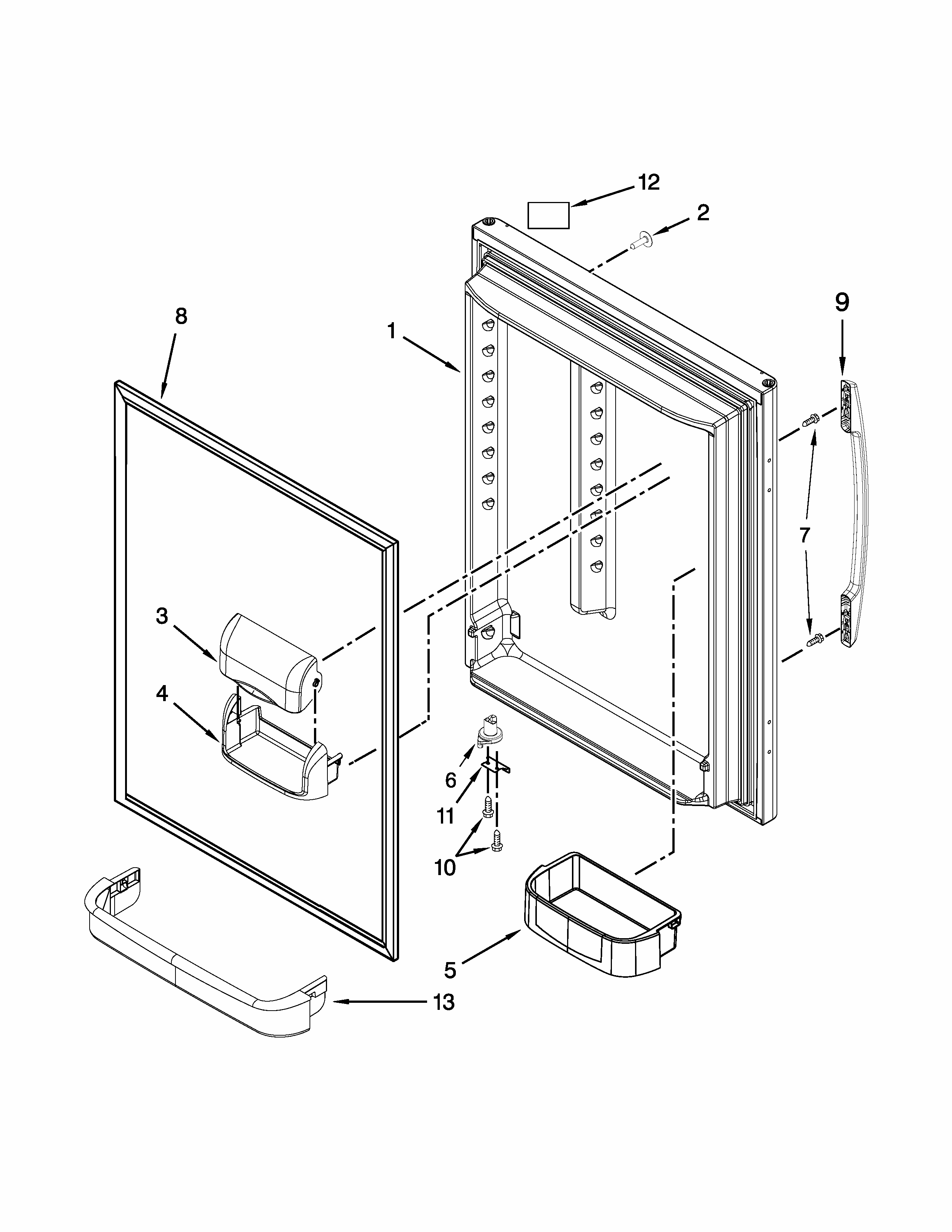 Refrigerator Door Parts Diagram and Parts List for 59679313510  Kenmore Refrigerator