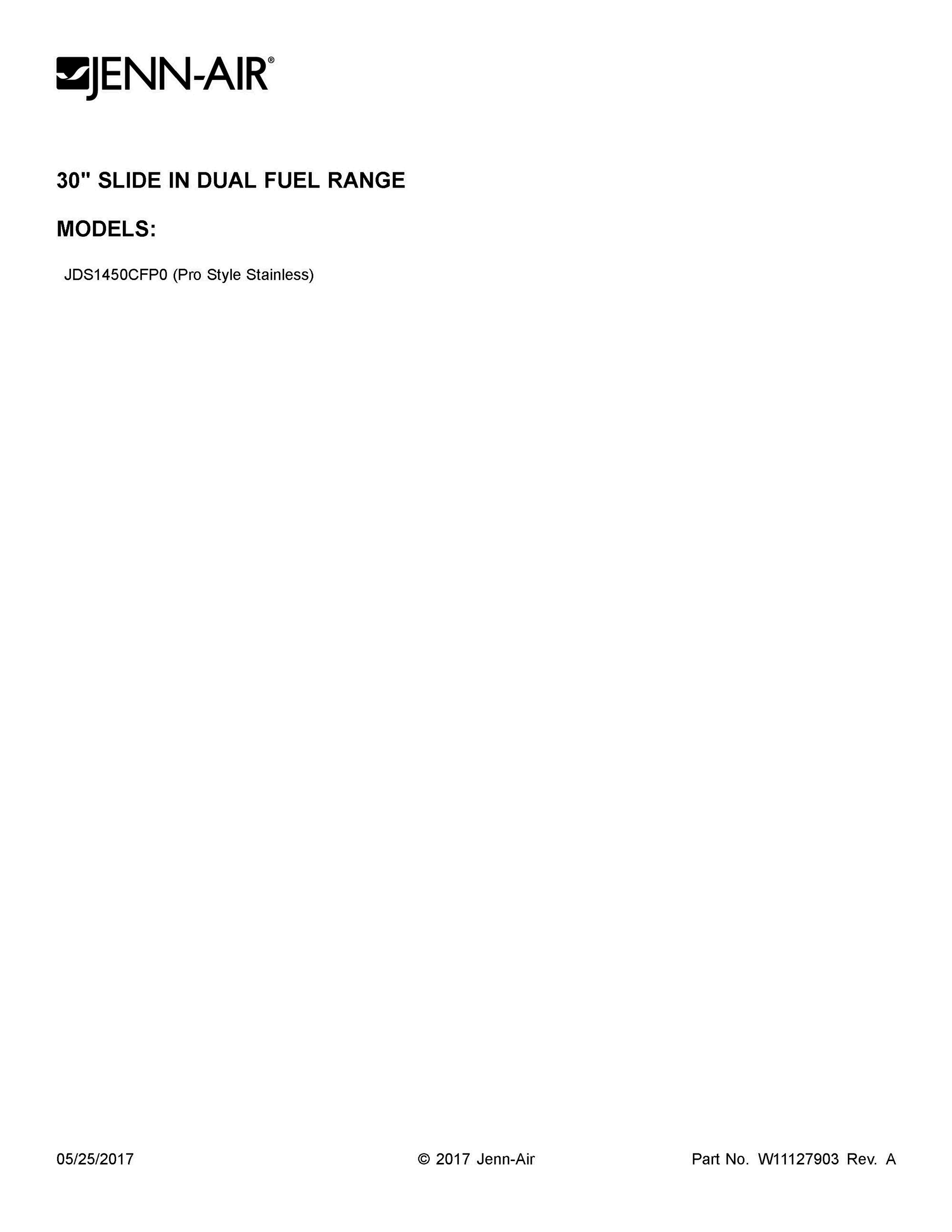 01 - COVER SHEET Diagram and Parts List for JDS1450CFP0  Whirlpool Range