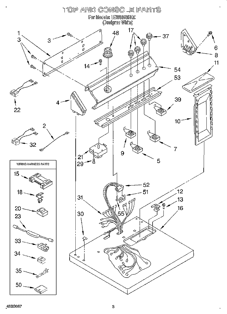 SECTION Diagram and Parts List for LEW8858HQ0  Whirlpool Dryer