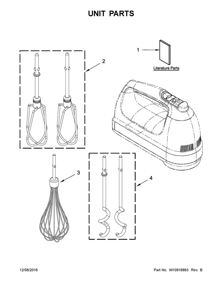 Unit Parts Diagram and Parts List for KHM7212QTG0  KitchenAid Mixer