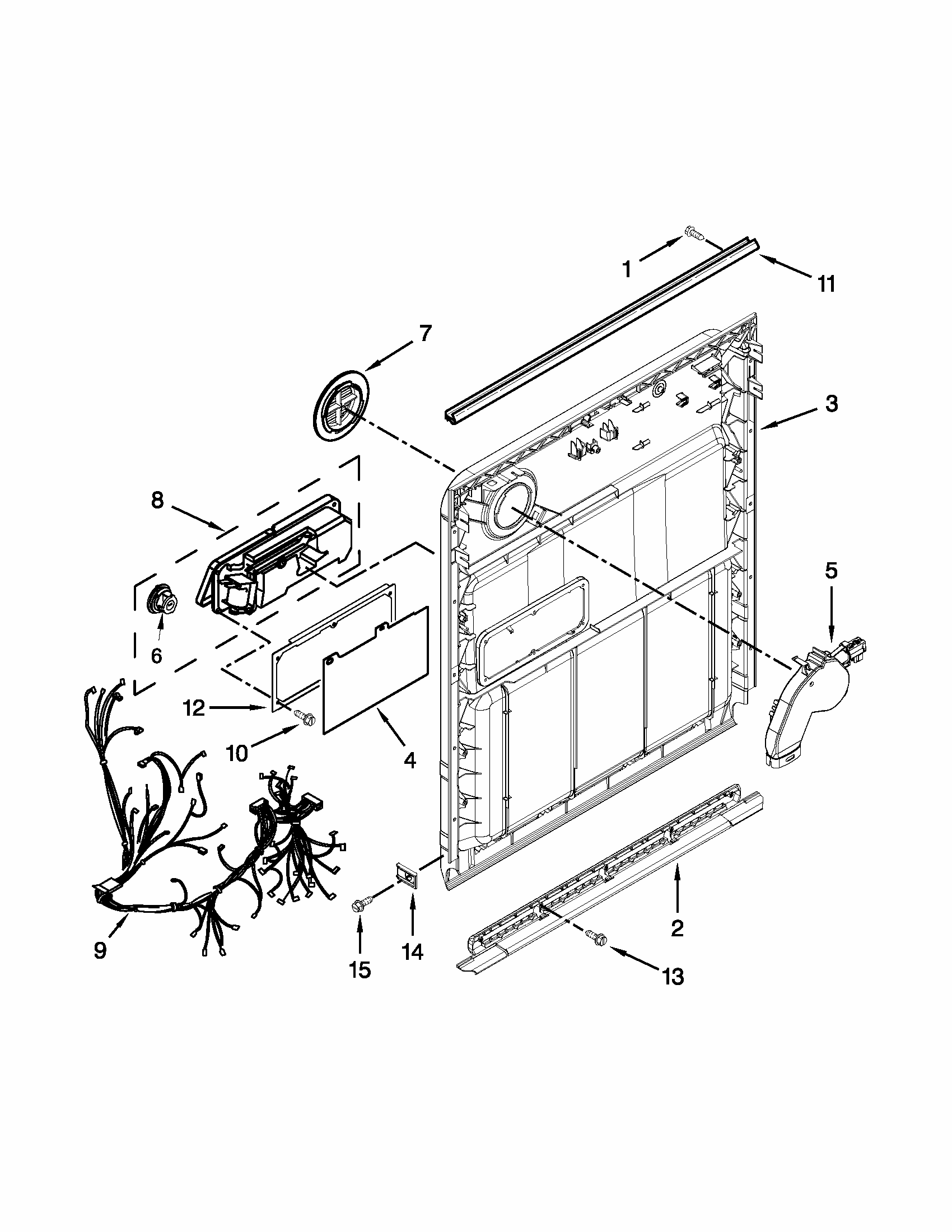 Inner Door Parts Diagram and Parts List for 66513262K113  Kenmore Dishwasher