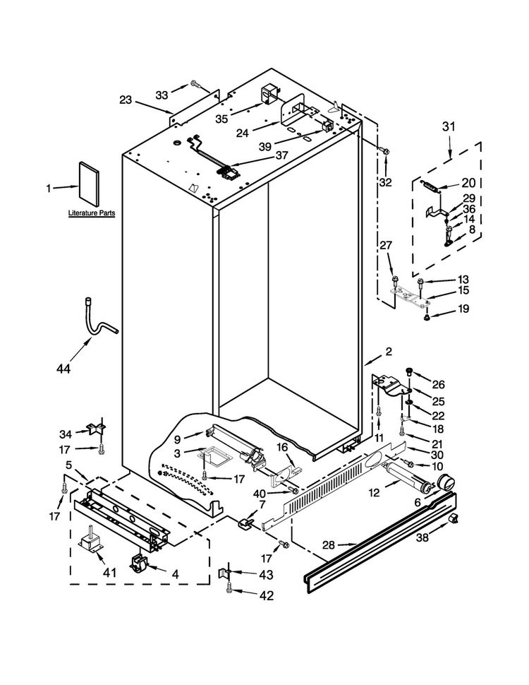 Cabinet Parts Diagram and Parts List for KSSC48FTS20  KitchenAid Refrigerator