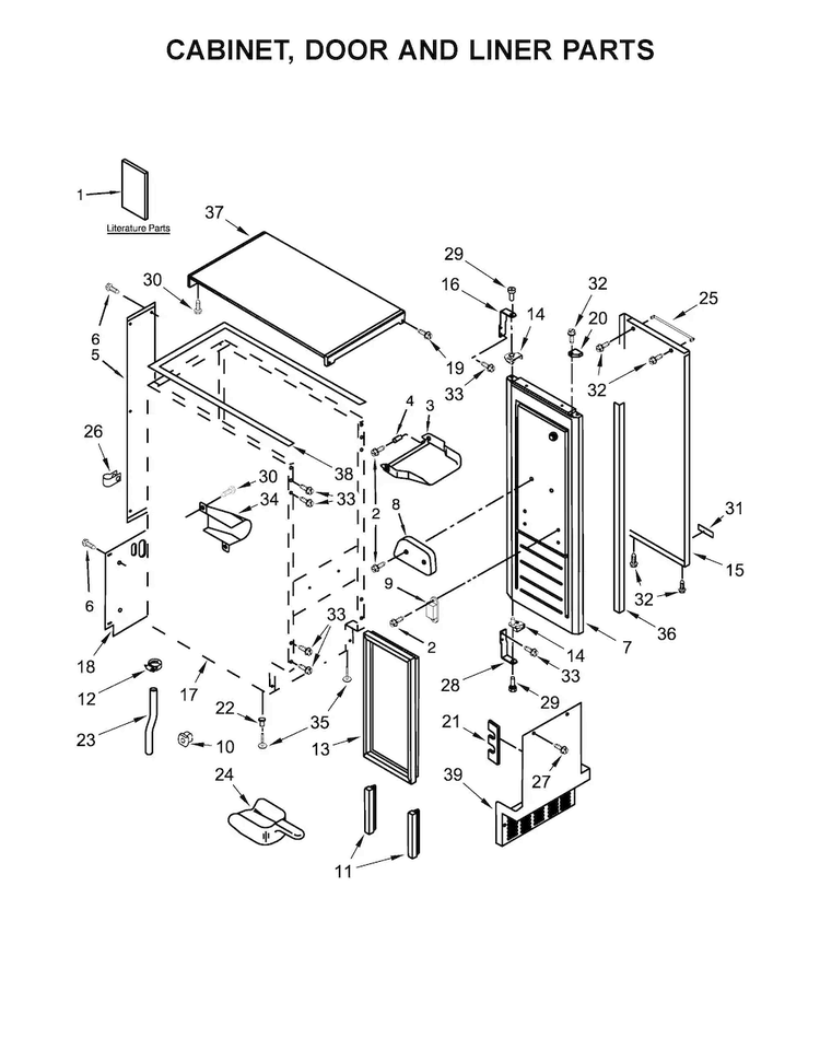 Cabinet, Door And Liner Parts Diagram and Parts List for KUIX305ESS2  KitchenAid Ice Maker