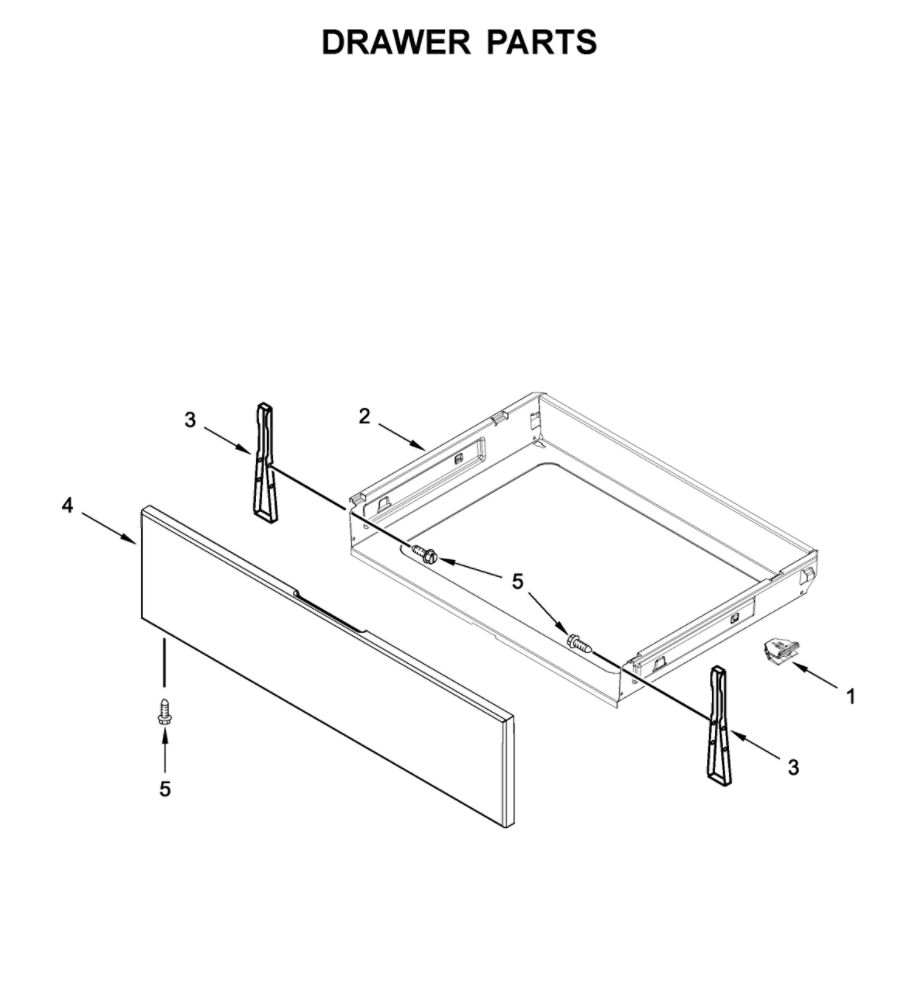 Drawer Parts Diagram and Parts List for WFG535S0JV1  Whirlpool Range