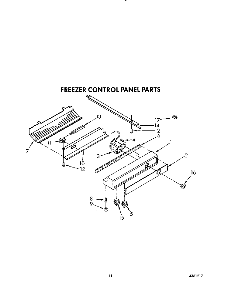 FREEZER CONTROL PANEL Diagram and Parts List for KSSS42MWX01  KitchenAid Refrigerator