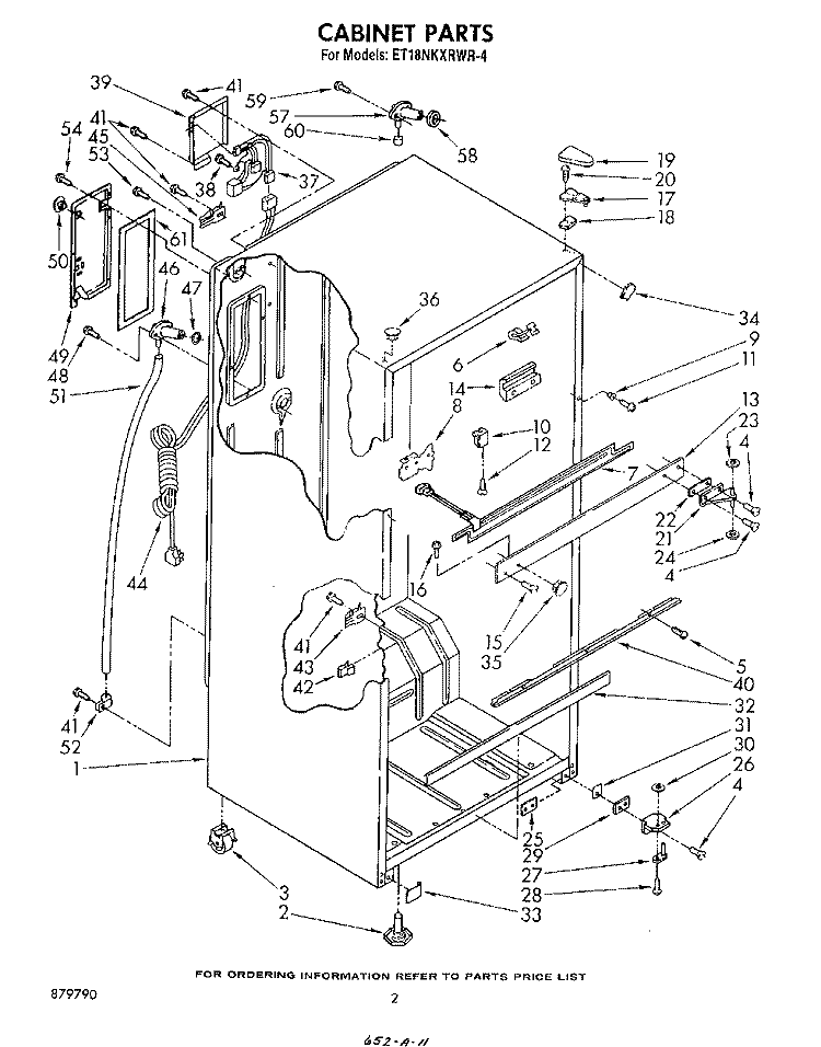 CABINET Diagram and Parts List for ET18NKXRWR4  Whirlpool Refrigerator