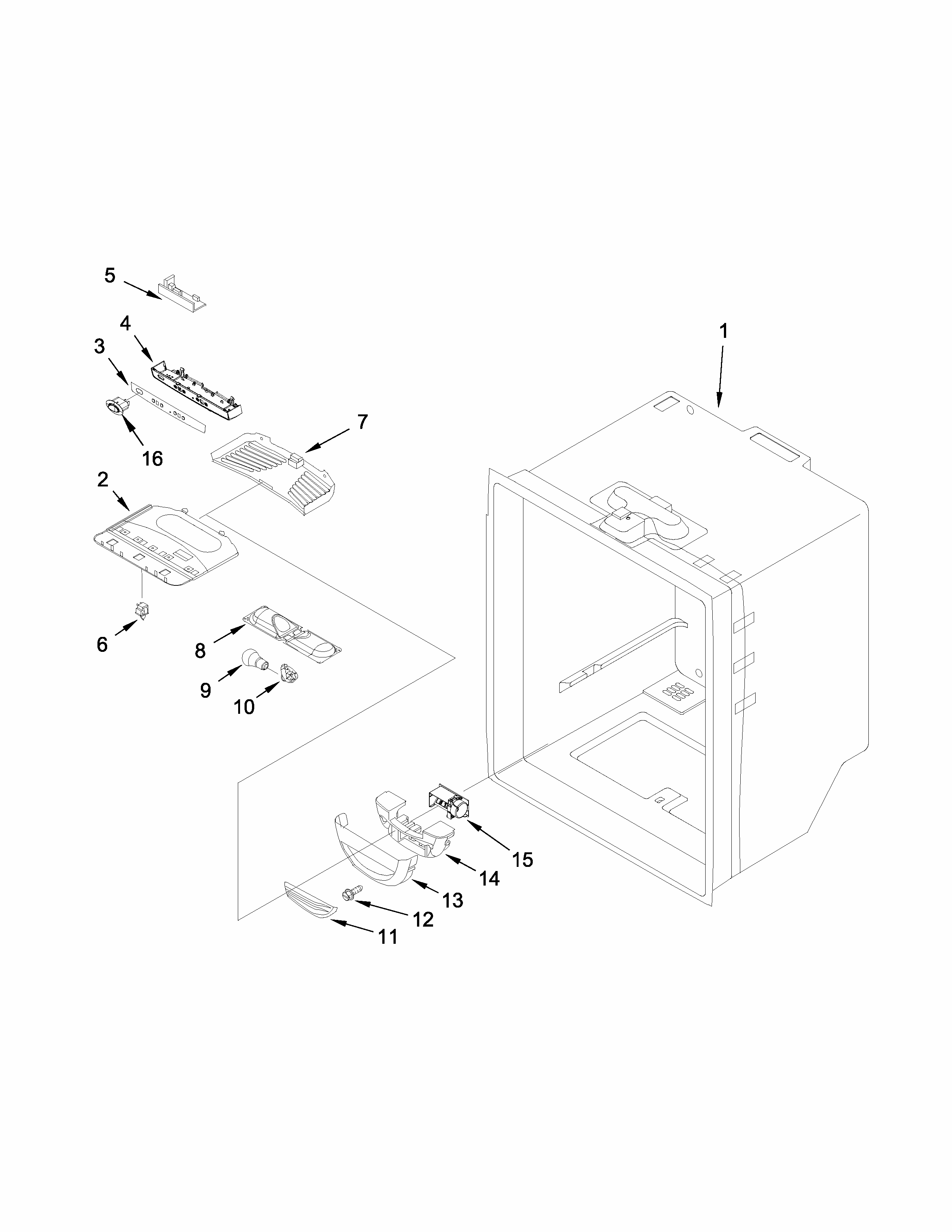 Refrigerator Liner Parts Diagram and Parts List for 59679412411  Kenmore Refrigerator