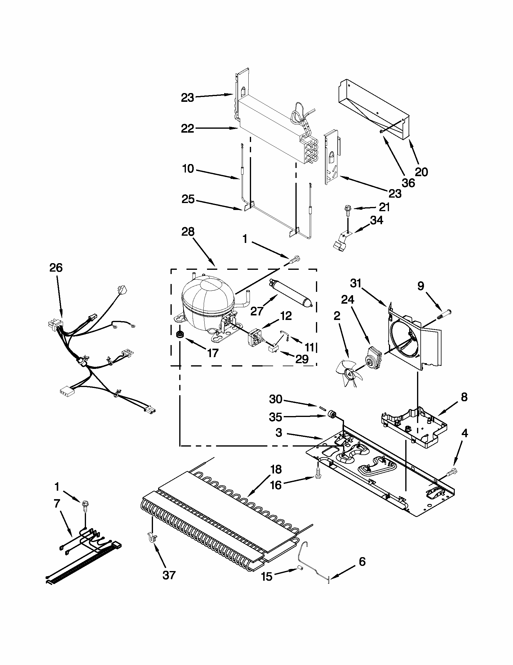 Unit Parts Diagram and Parts List for 59669933013  Kenmore Refrigerator
