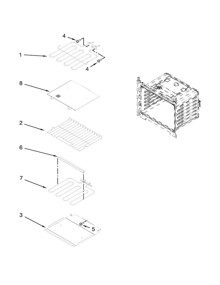Internal Oven Parts Diagram and Parts List for KEBK206BBL01  KitchenAid Wall Oven