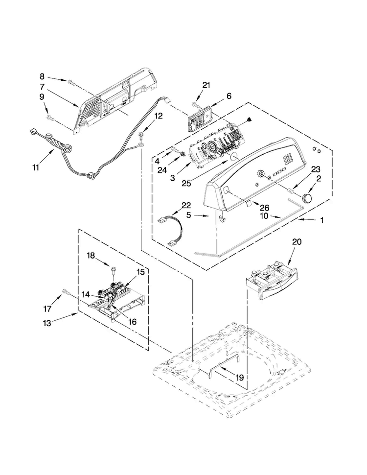 Console And Dispenser Parts Diagram and Parts List for 11028012012  Kenmore Washer