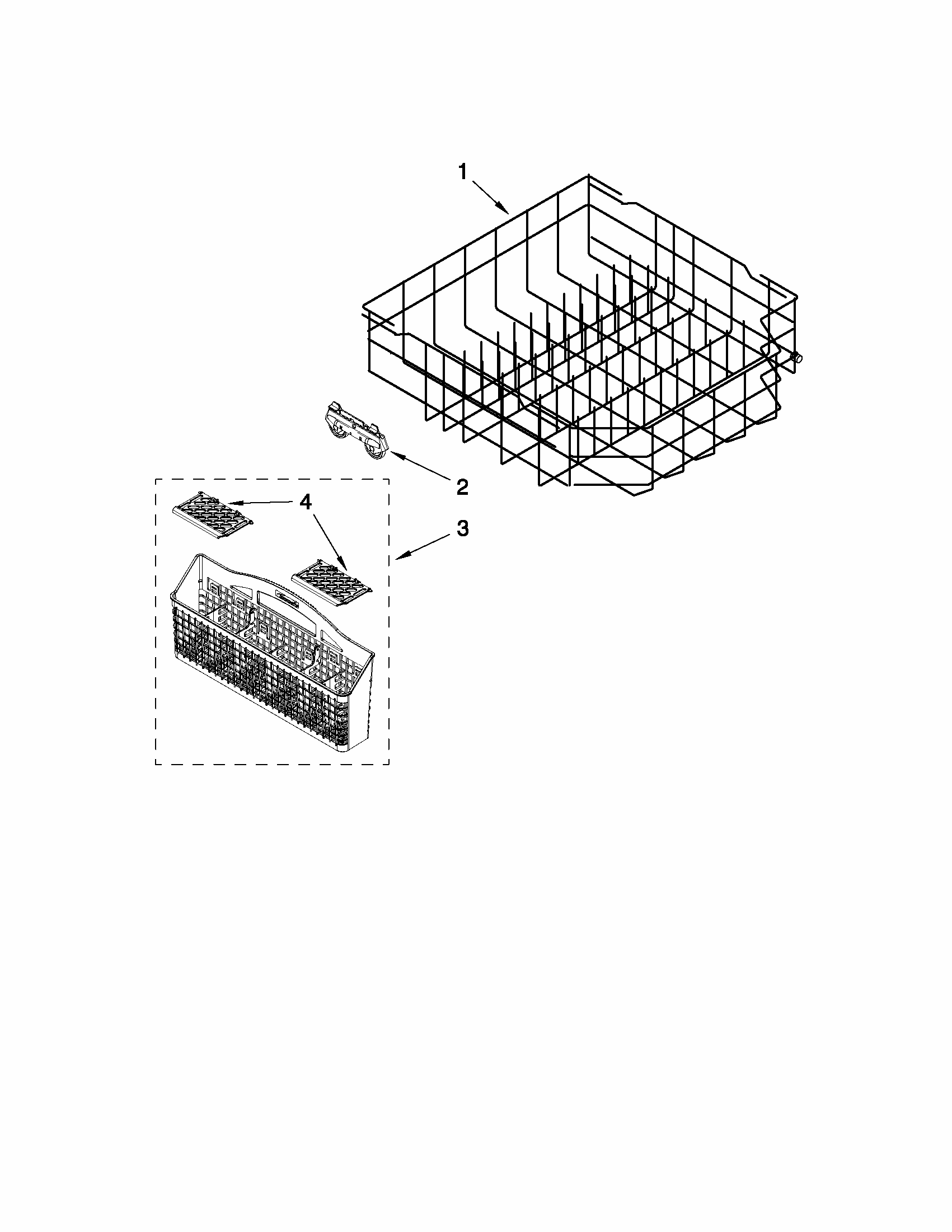Lower Rack Parts Diagram and Parts List for 66513369K112  Kenmore Dishwasher