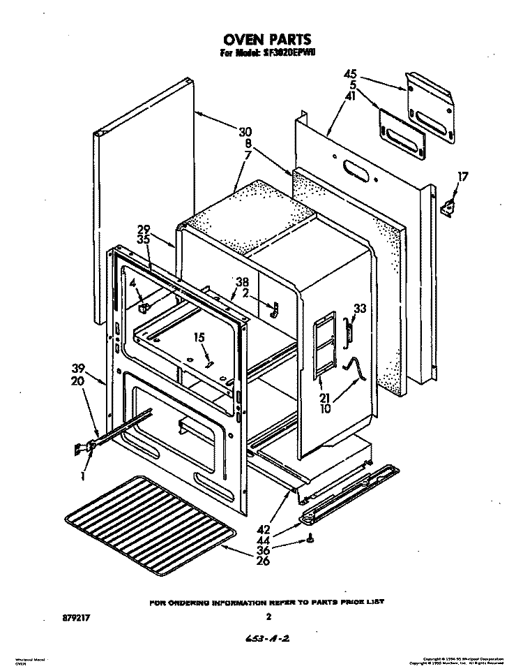 OVEN, LIT/OPTIONAL Diagram and Parts List for SF3020EPW0  Whirlpool Range