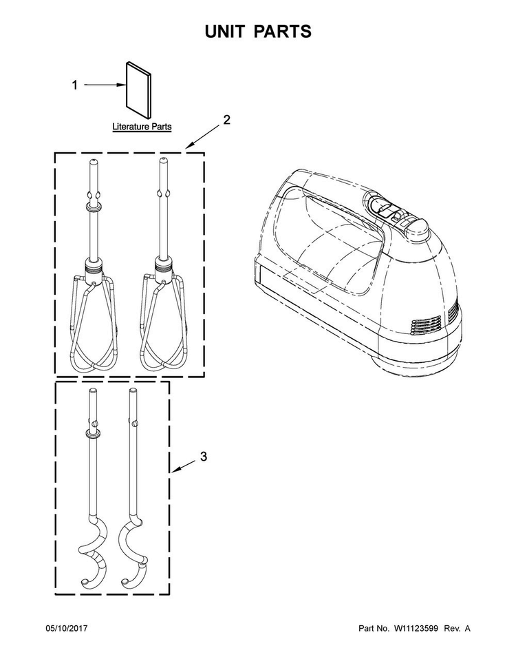 Unit Parts Diagram and Parts List for 5KHM922EAC0  KitchenAid Mixer