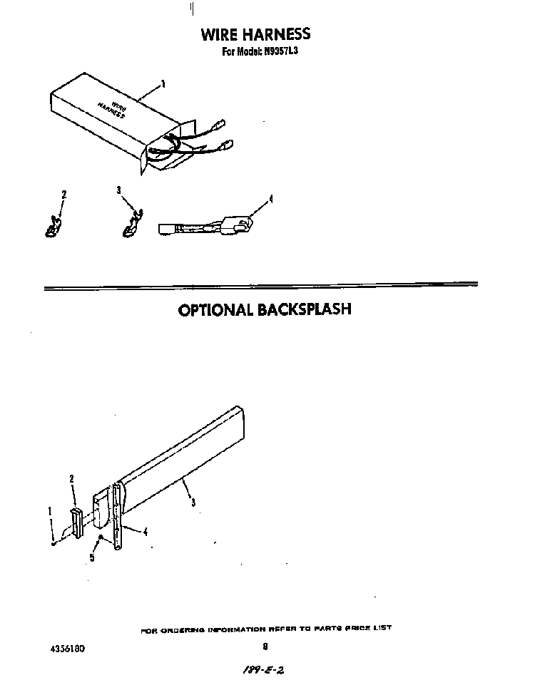 Wire Harness Diagram and Parts List for N9357*3  Roper Range