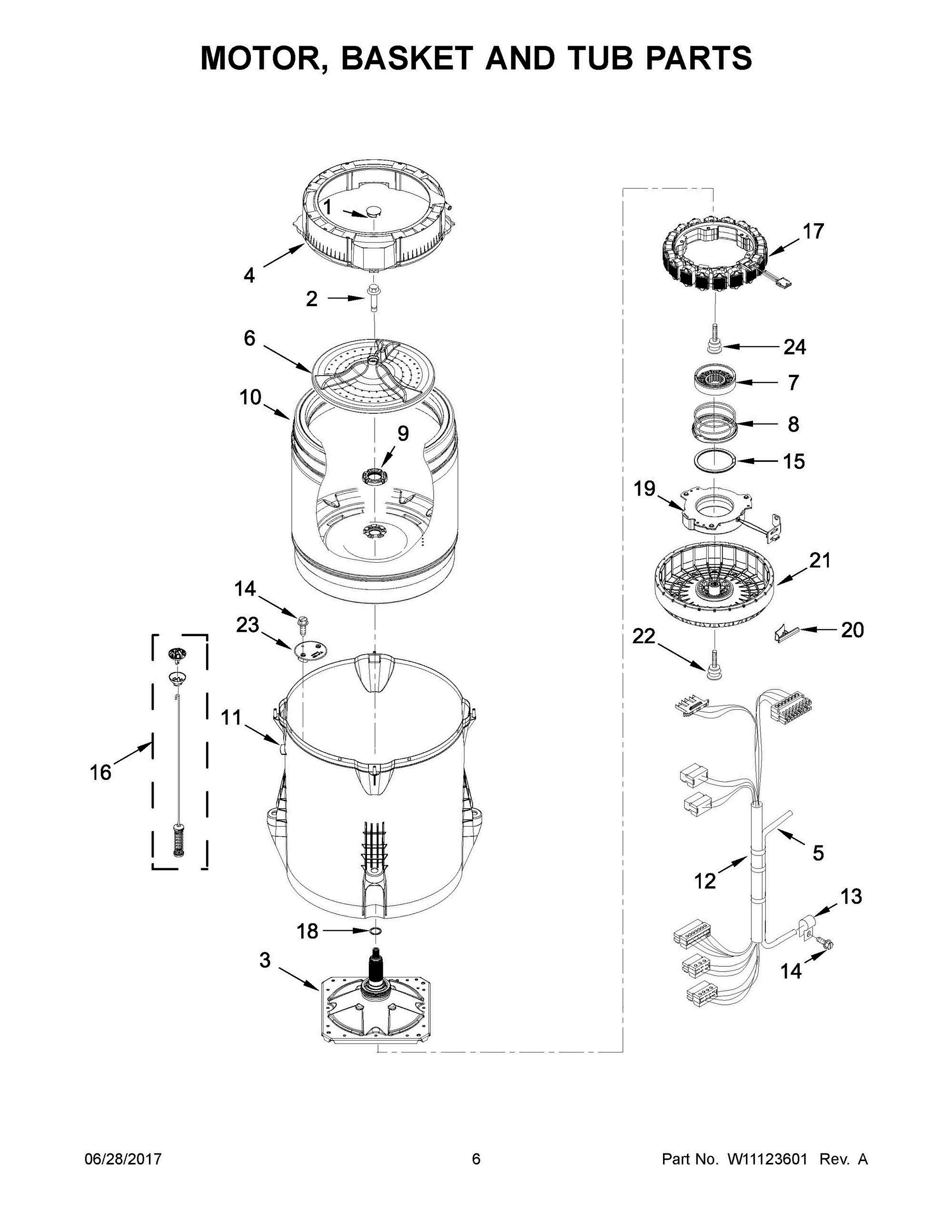 04 - MOTOR, BASKET AND TUB PARTS Diagram and Parts List for WTW8040DW3  Whirlpool Washer