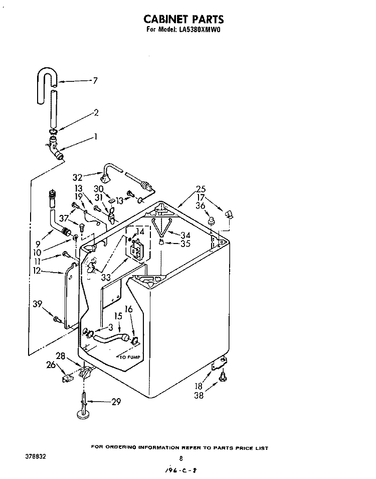 CABINET , LITERATURE AND OPTIONAL Diagram and Parts List for LA5380XMW0  Whirlpool Washer