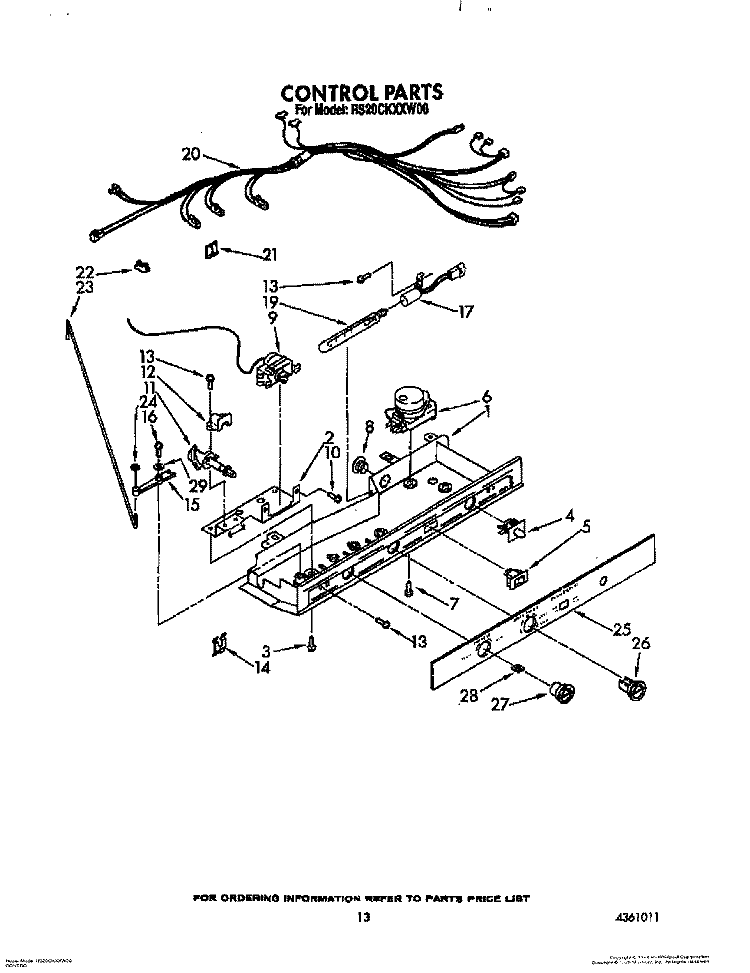 CONTROL, LIT/OPTIONAL Diagram and Parts List for RS20CKXXW00  Roper Refrigerator