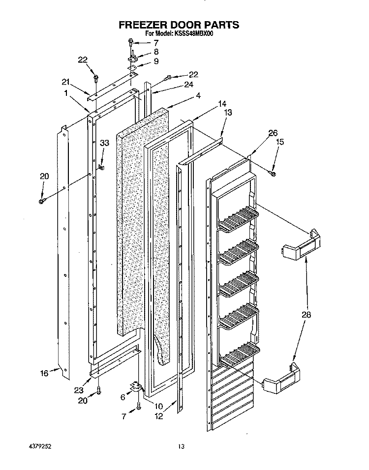FREEZER DOOR Diagram and Parts List for KSSS48MBX00  KitchenAid Refrigerator