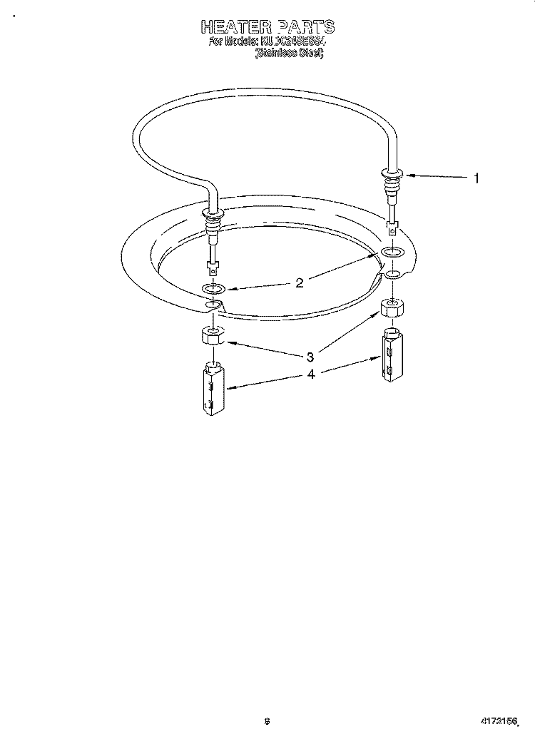 HEATER Diagram and Parts List for KUDC24SESS4  KitchenAid Dishwasher