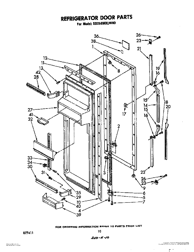 REFRIGERATOR DOOR Diagram and Parts List for ED25SMXLWR0  Whirlpool Refrigerator