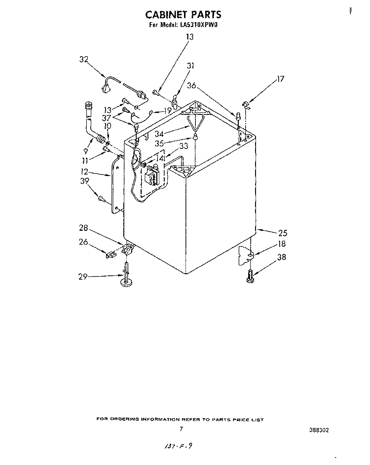 CABINET Diagram and Parts List for LA5310XPW0  Whirlpool Washer