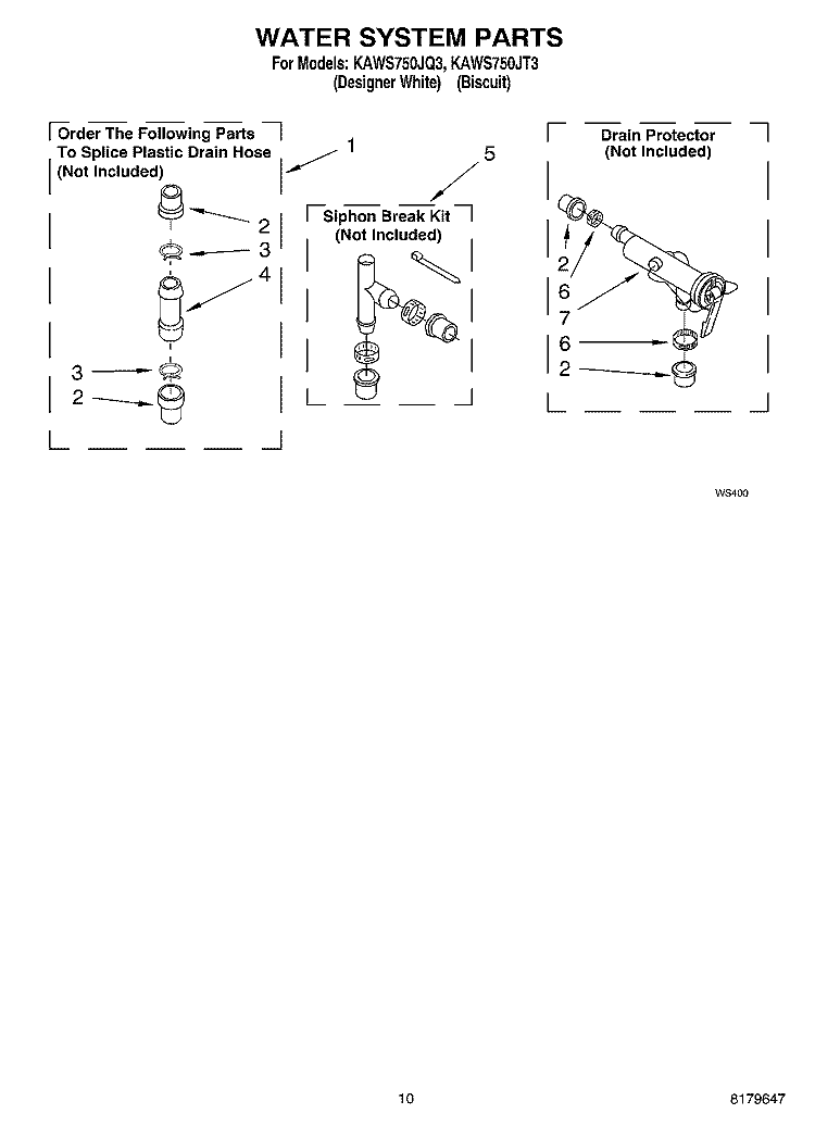 WATER SYSTEM Diagram and Parts List for KAWS750JQ3  KitchenAid Washer