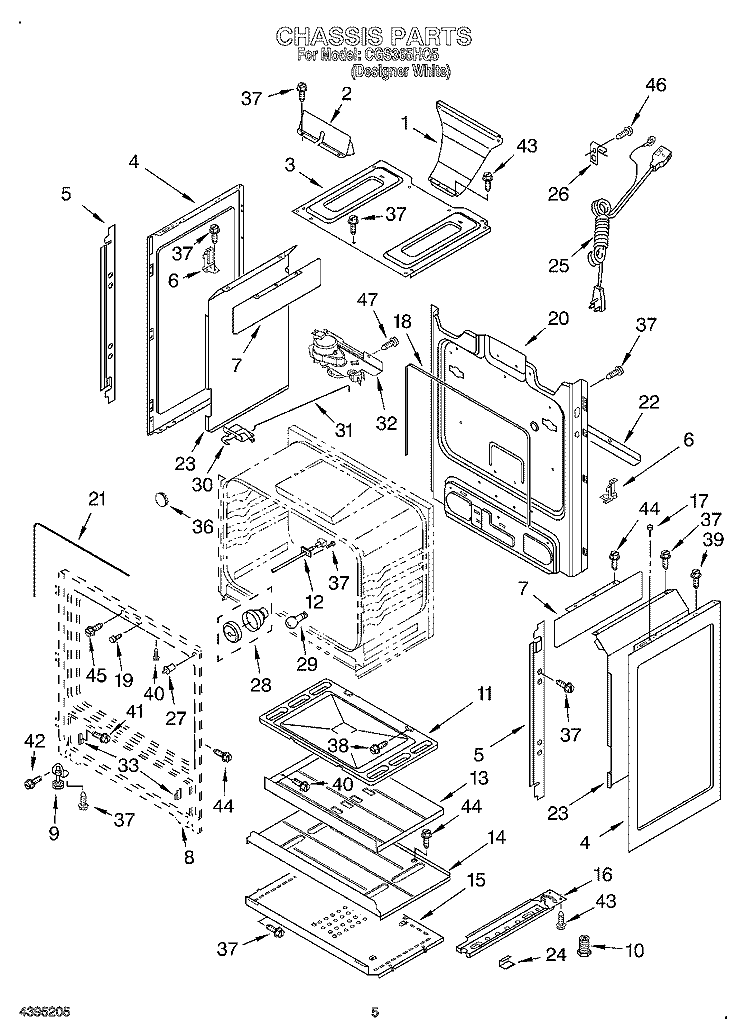CHASSIS Diagram and Parts List for CGS365HQ5  Crosley Range