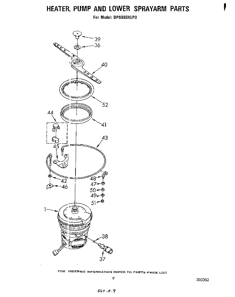 SECTION Diagram and Parts List for DP6880XLP0  Whirlpool Dishwasher